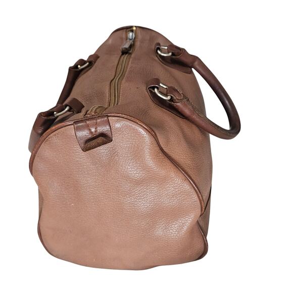 INC Brown Genuine Leather Satchel Double Top Handle Handbag Gently Used - Picture 3 of 11